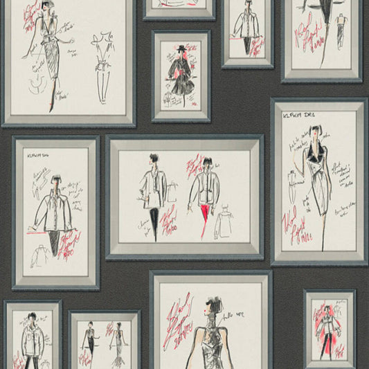 Sketch Wallpaper - Black - A S Creation - Karl Lagerfield - 37846 - 1 - Premier Wallcovering