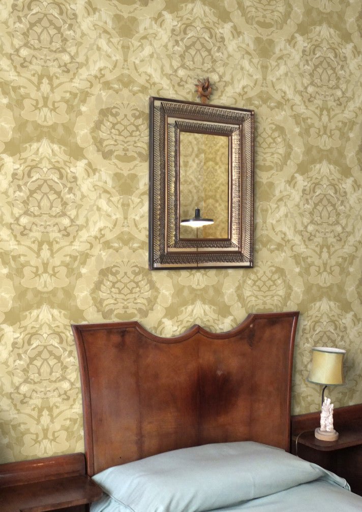 Skull Damask Superwide Wallpaper - Vanilla - Timorous Beasties - ROR/SKLD/OBRN/04 - Premier Wallcovering