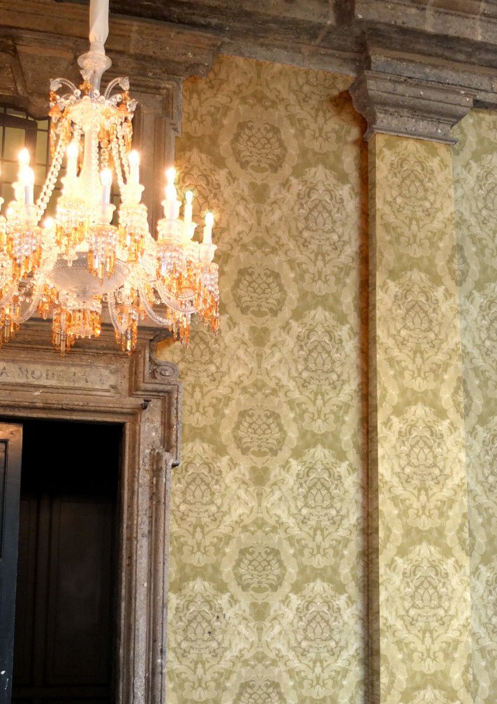 Skull Damask Superwide Wallpaper - Vanilla - Timorous Beasties - ROR/SKLD/OBRN/04 - Premier Wallcovering