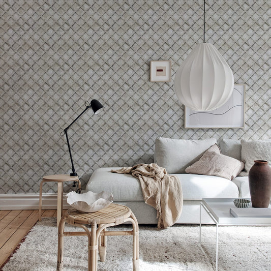 Small Concrete Trellis Wallpaper - Harsh Grey - Rebel Walls - R18525 - Premier Wallcovering
