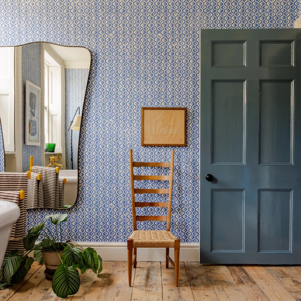 Small Medallion Wallpaper - Azure - Blithfield - 680-01 - Premier Wallcovering