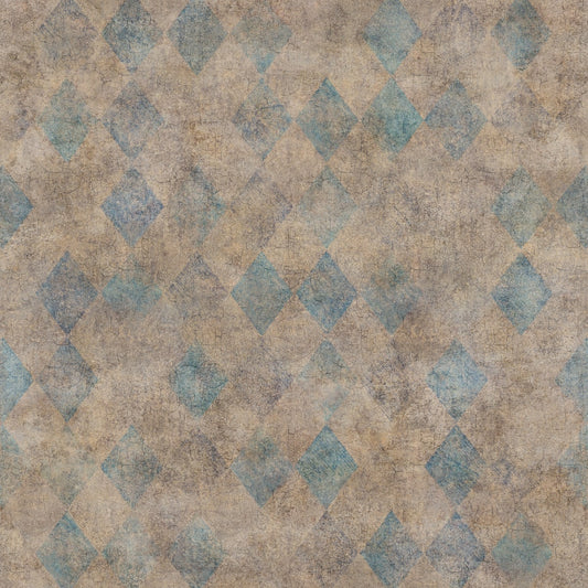Small Patinated Diamonds Wallpaper - Turquoise - Rebel Walls - R18518 - Premier Wallcovering