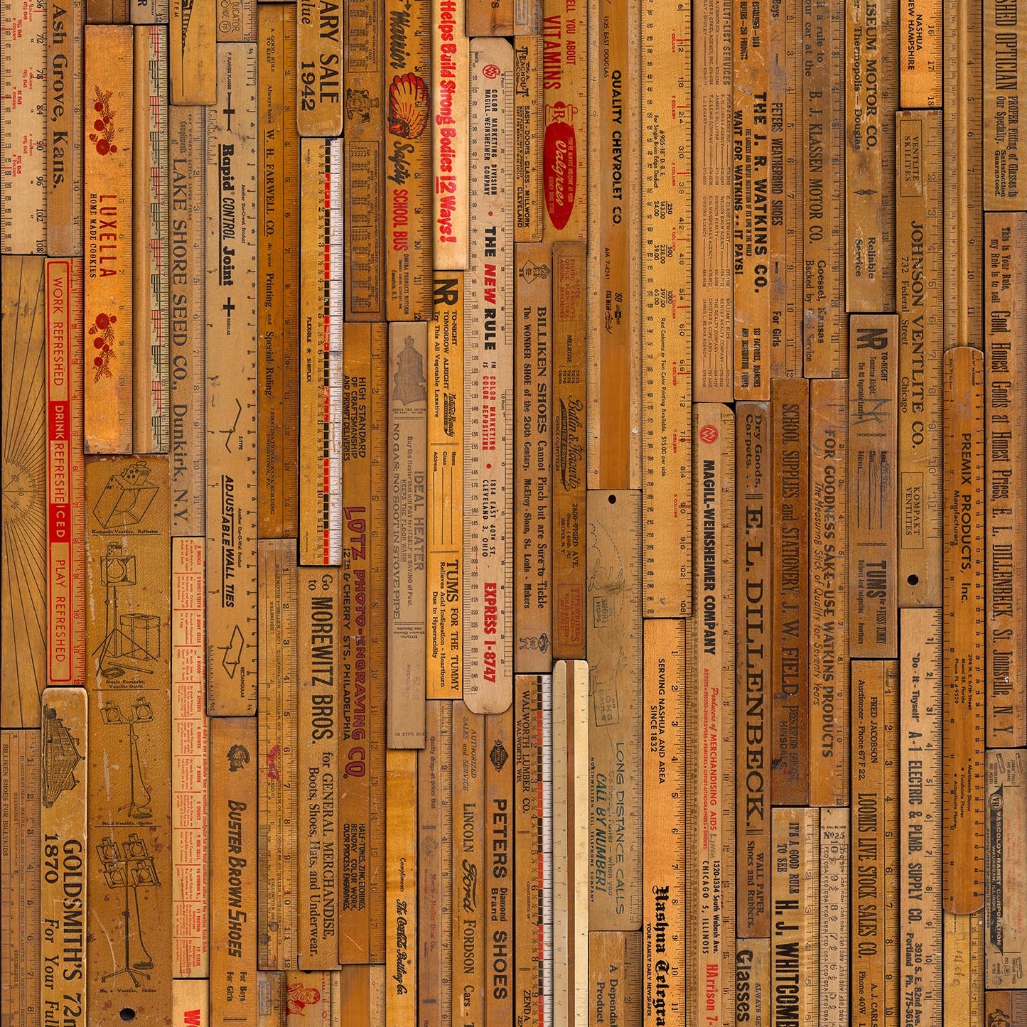Small Printed Rulers Wallpaper - Brown - NLXL - MRV - 05 - Premier Wallcovering