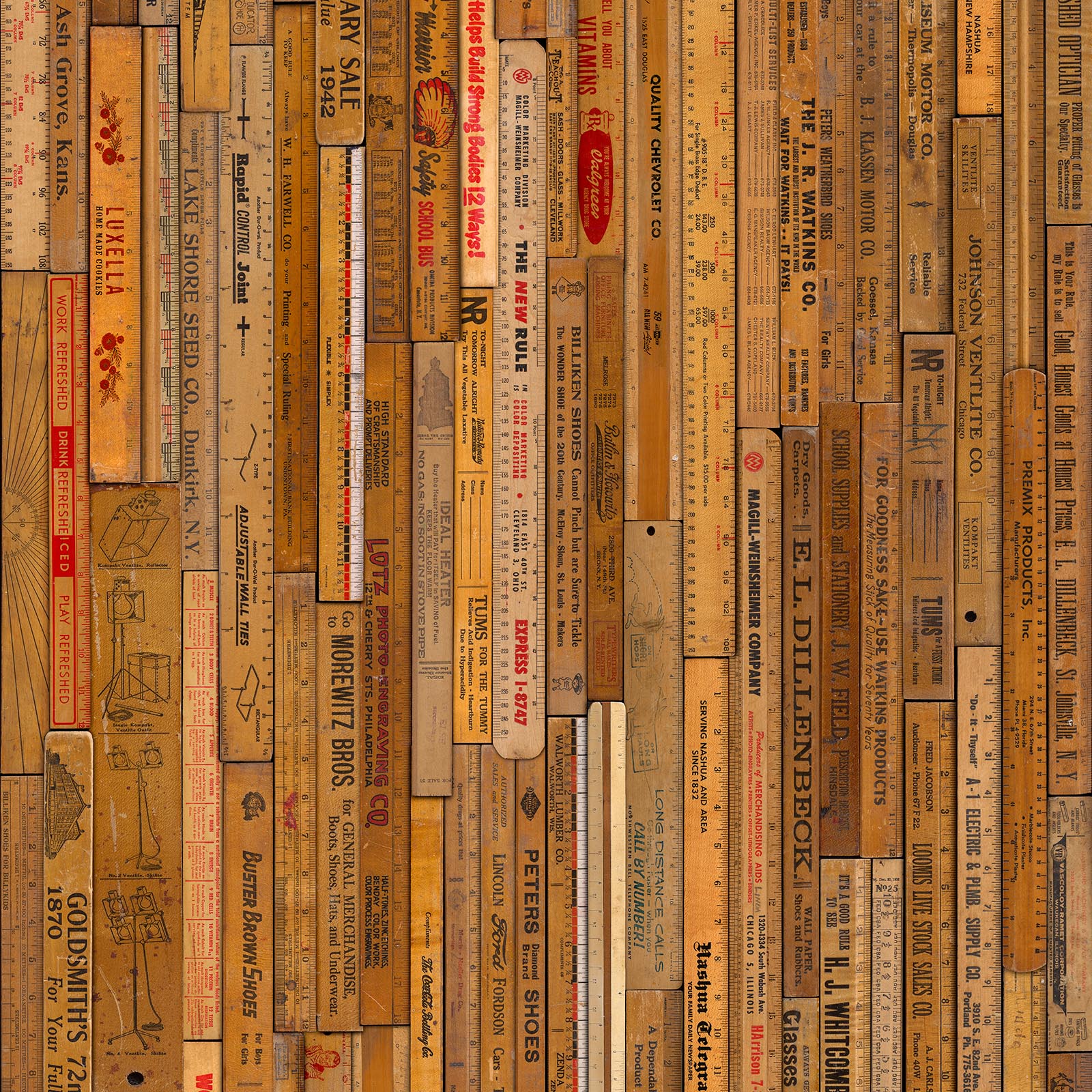 Small Printed Rulers Wallpaper - Brown - NLXL - MRV - 05 - Premier Wallcovering