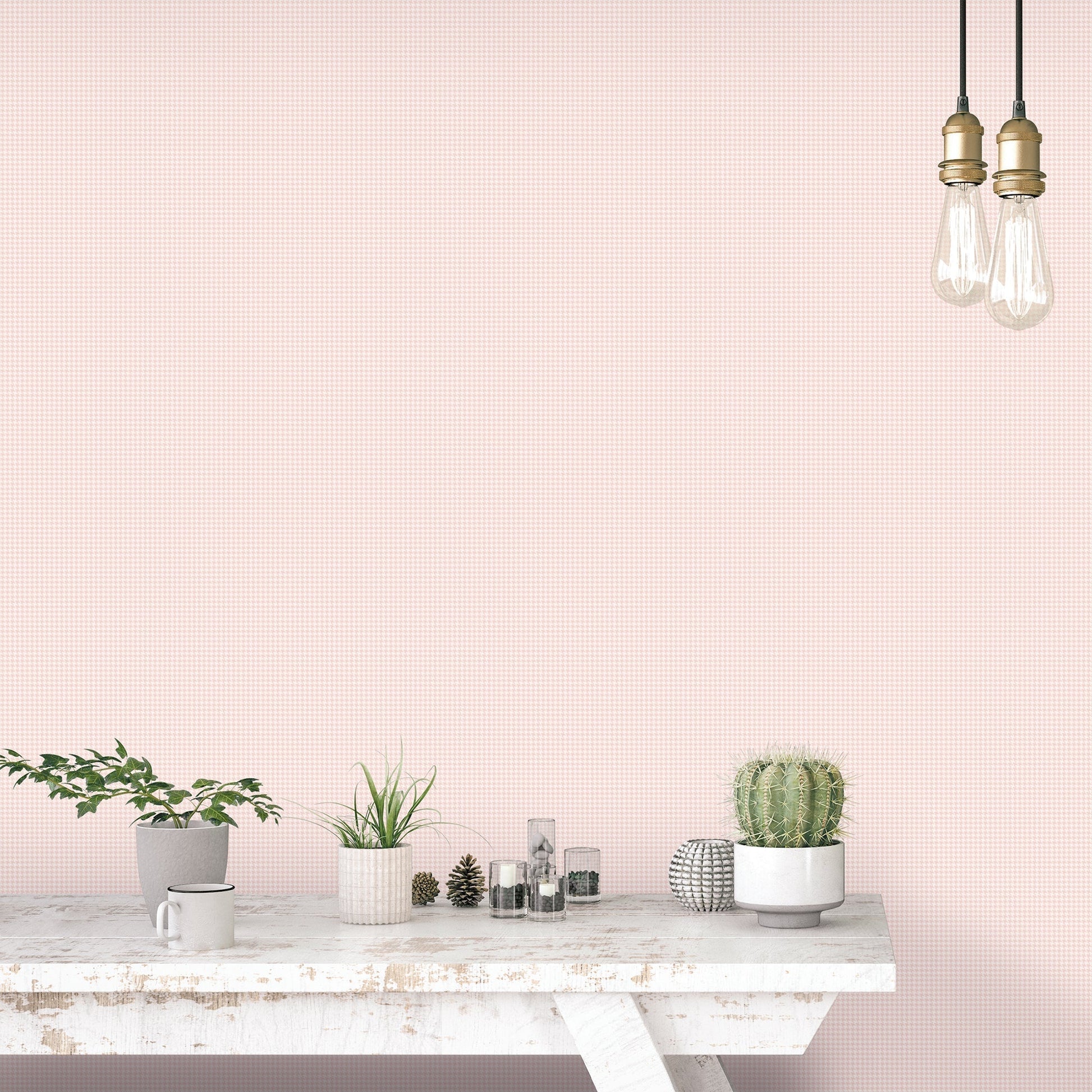 Small Prints Houndstooth Wallpaper - Blush Pink - Galerie - G56660 - Premier Wallcovering