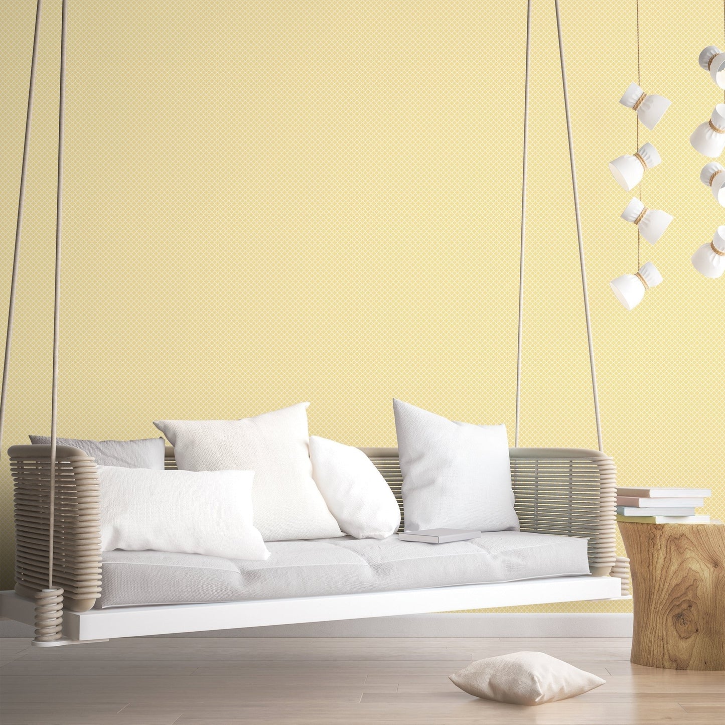 Small Prints Medallion Wallpaper - Yellow - Galerie - G56665 - Premier Wallcovering