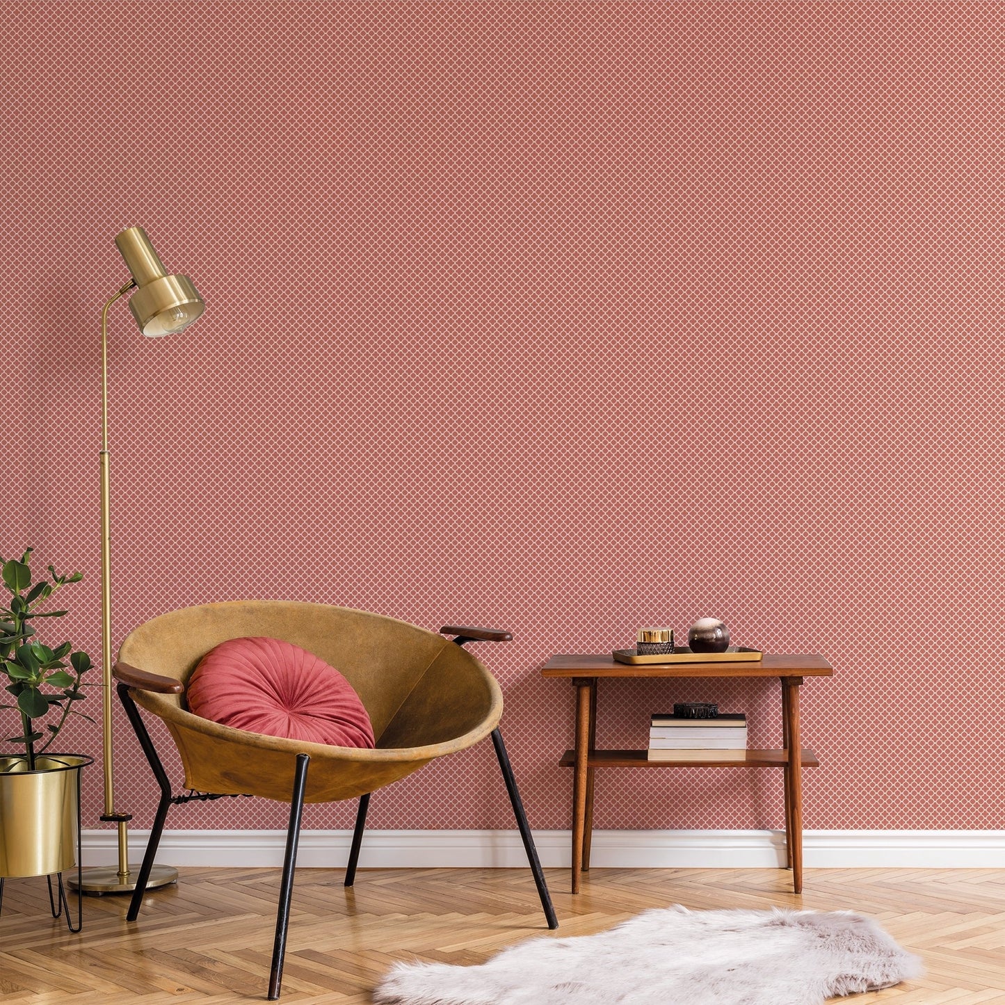 Small Prints Medallion Wallpaper - Cranberry - Galerie - G56663 - Premier Wallcovering