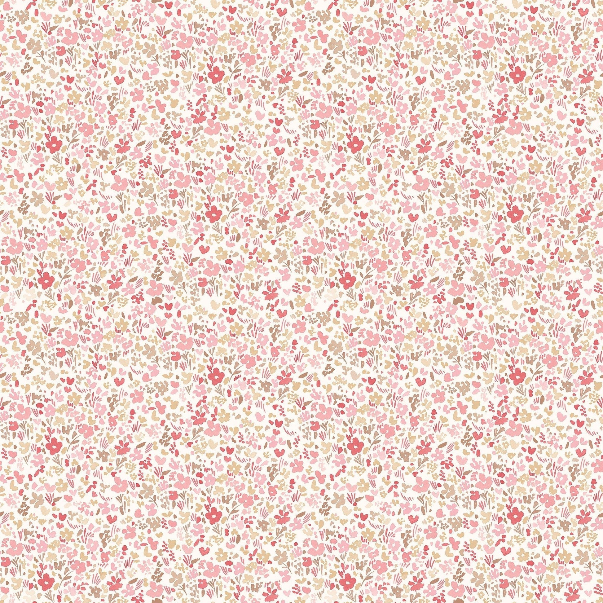 Small Prints Mini Mod Floral Wallpaper - Cranberry / Tan - Galerie - G56666 - Premier Wallcovering