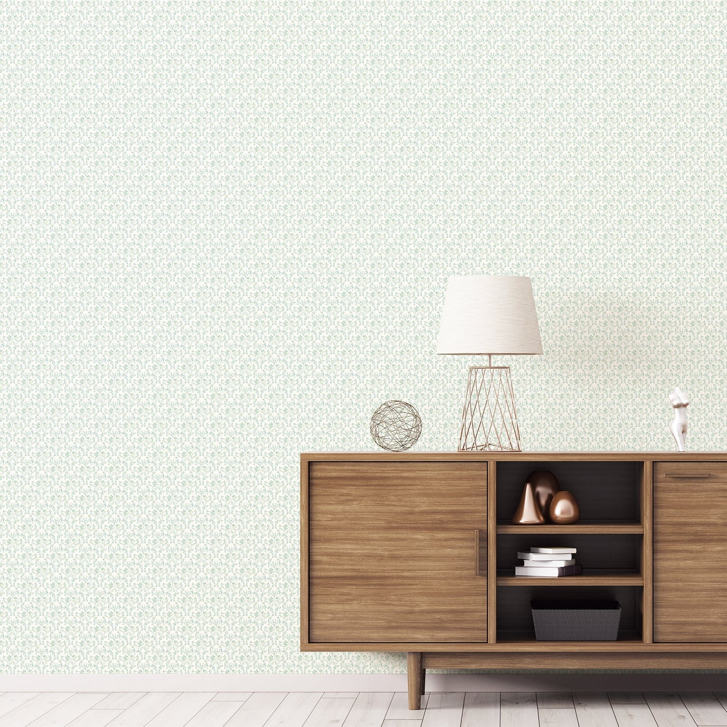 Small Prints Ogee Floral Wallpaper - Emerald Green / Turquoise - Galerie - G56680 - Premier Wallcovering