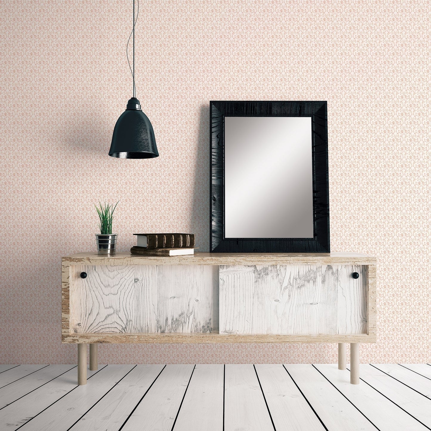Small Prints Ogee Floral Wallpaper - Cranberry / Tan - Galerie - G56679 - Premier Wallcovering
