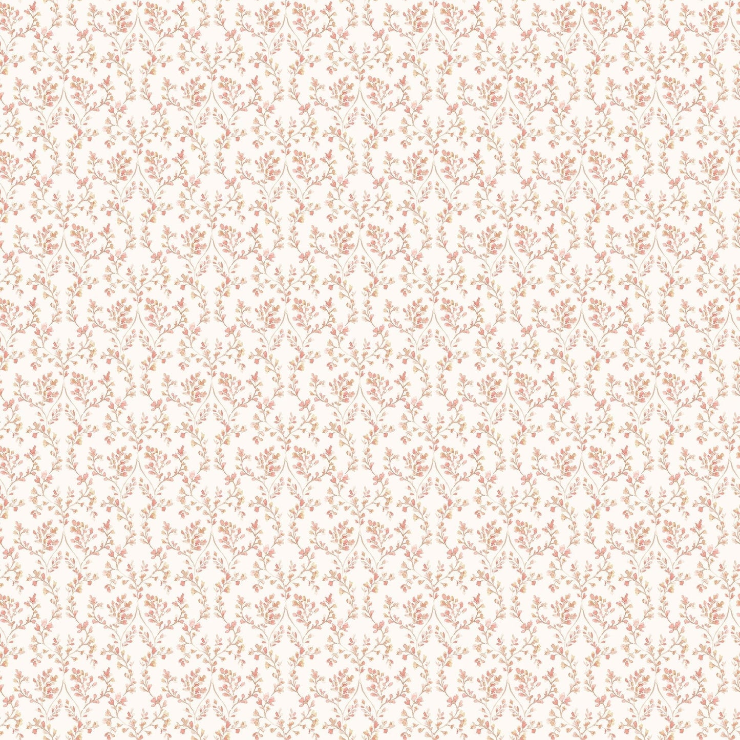 Small Prints Ogee Floral Wallpaper - Cranberry / Tan - Galerie - G56679 - Premier Wallcovering
