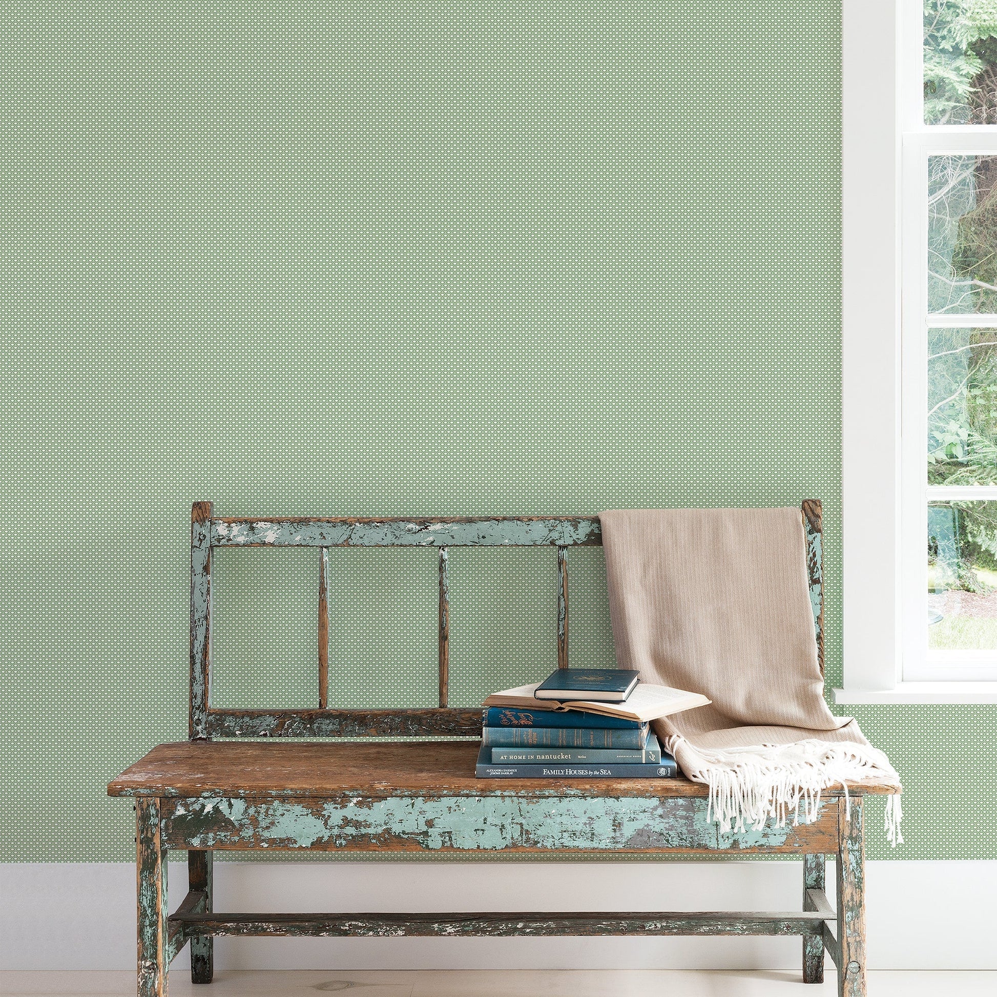 Small Prints Shell Top Wallpaper - Emerald Green - Galerie - G56685 - Premier Wallcovering