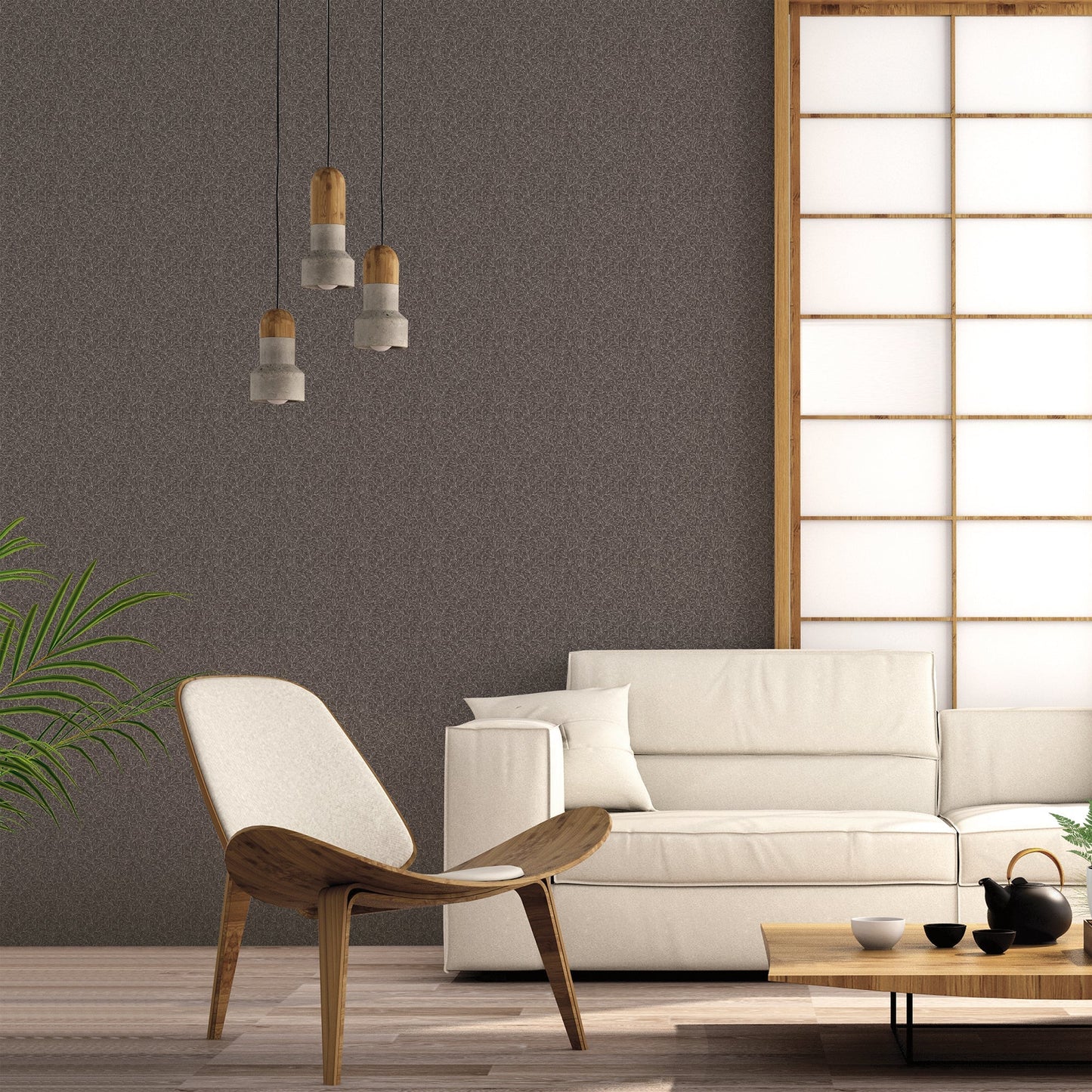 Small Prints Stencil Leaf Wallpaper - Black - Galerie - G56696 - Premier Wallcovering