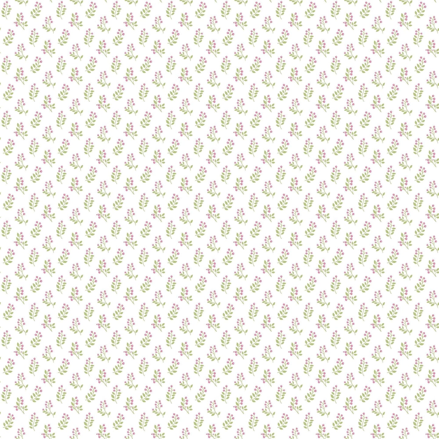 Small Prints Vintage Bud Wallpaper - Pink / Green - Galerie - G56710 - Premier Wallcovering