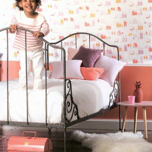 Small Village Happy Dreams Wallpaper - Rose And Corail - Casadeco - 82841230 - Premier Wallcovering