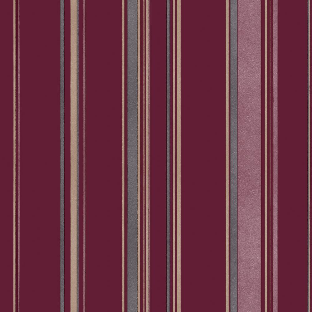 Smart Stripes Casual Stripe Wallpaper - Cranberry / Taupe / Grey - Galerie - G68053 - Premier Wallcovering