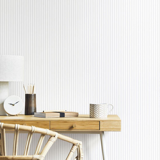 Smart Stripes Shirt Stripe Wallpaper - Grey - Galerie - G68071 - Premier Wallcovering