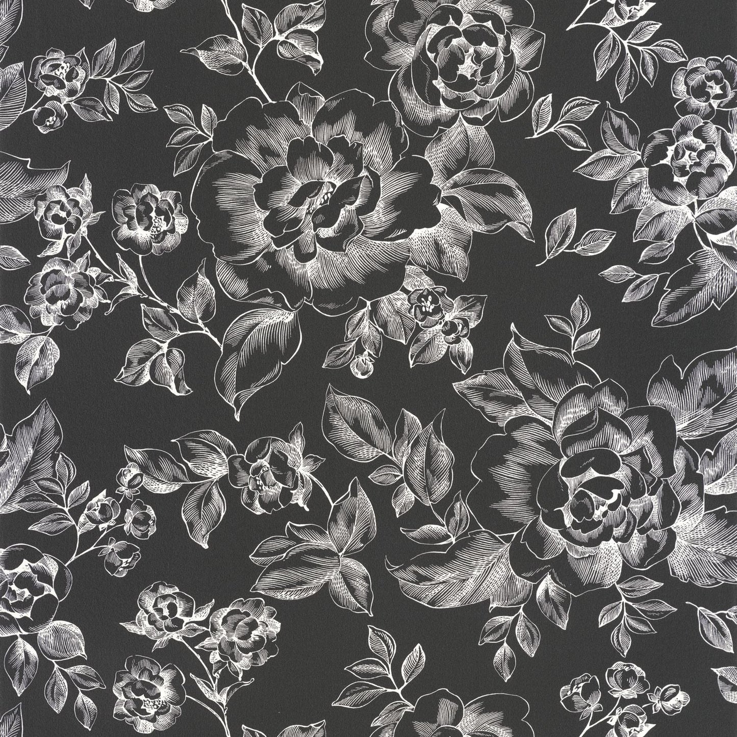 Smile A Fleur De Peau Wallpaper - Noir Blanc - Caselio - 69849122 - Premier Wallcovering