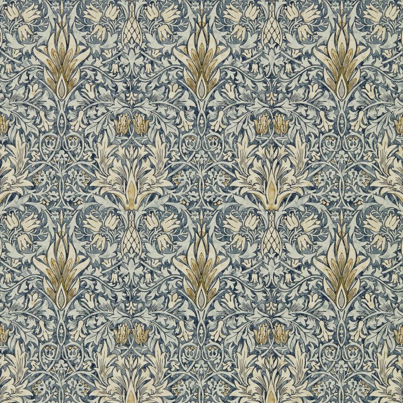 Snakeshead Wallpaper - Indigo/Cumin - Morris & Co - 216812 - Premier Wallcovering