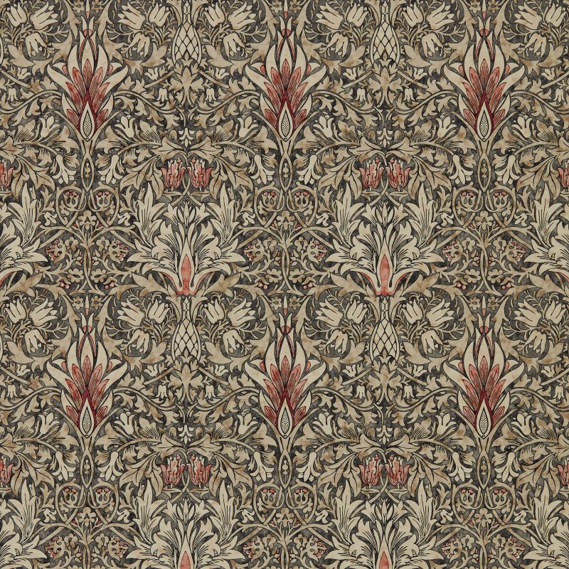 Snakeshead Wallpaper - Charcoal/Spice - Morris & Co - 216870 - Premier Wallcovering