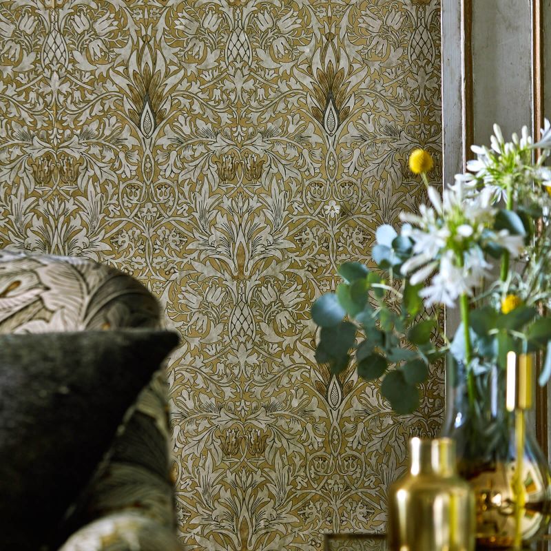 Snakeshead Wallpaper - Charcoal/Spice - Morris & Co - 216870 - Premier Wallcovering