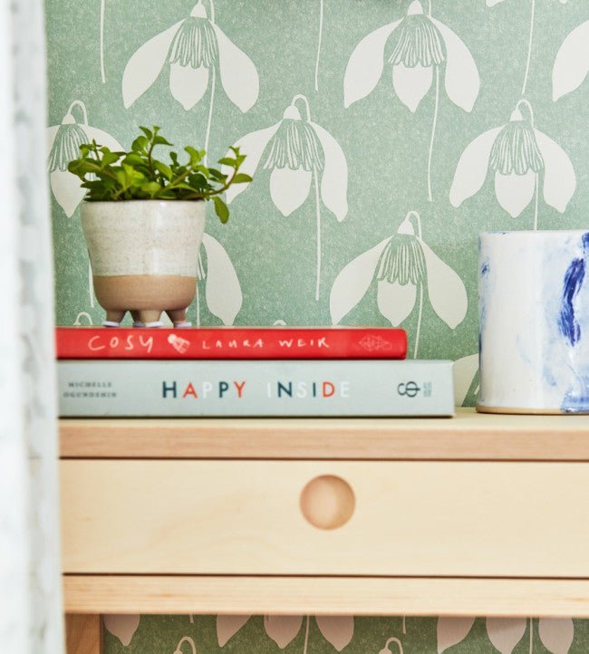 Snowdrop Wallpaper - Sage - NART112801 - Scion - Premier Wallcovering