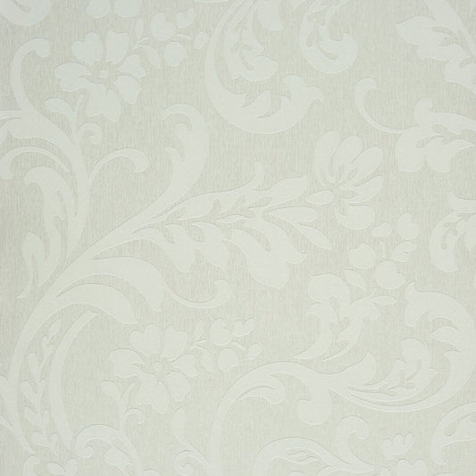So White Damask Wallpaper - Blanc - Casadeco - 26500114 - Premier Wallcovering