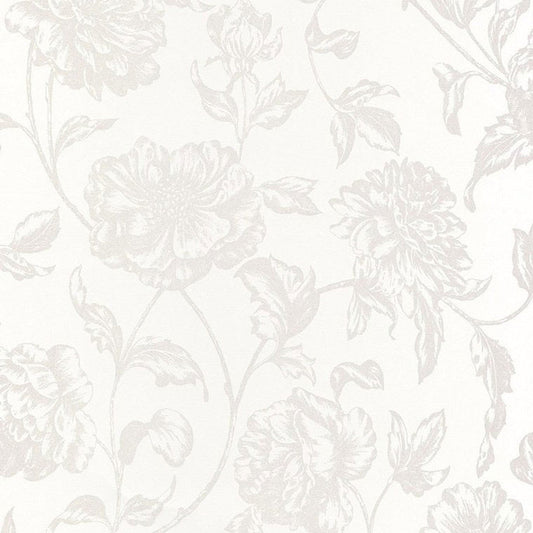 So White Floral Wallpaper - Blanc - Casadeco - 68630000 - Premier Wallcovering