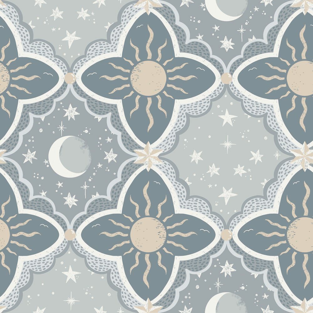 Sol & Måne Wallpaper - Blue/Gray - Midbec - 29034 - Premier Wallcovering
