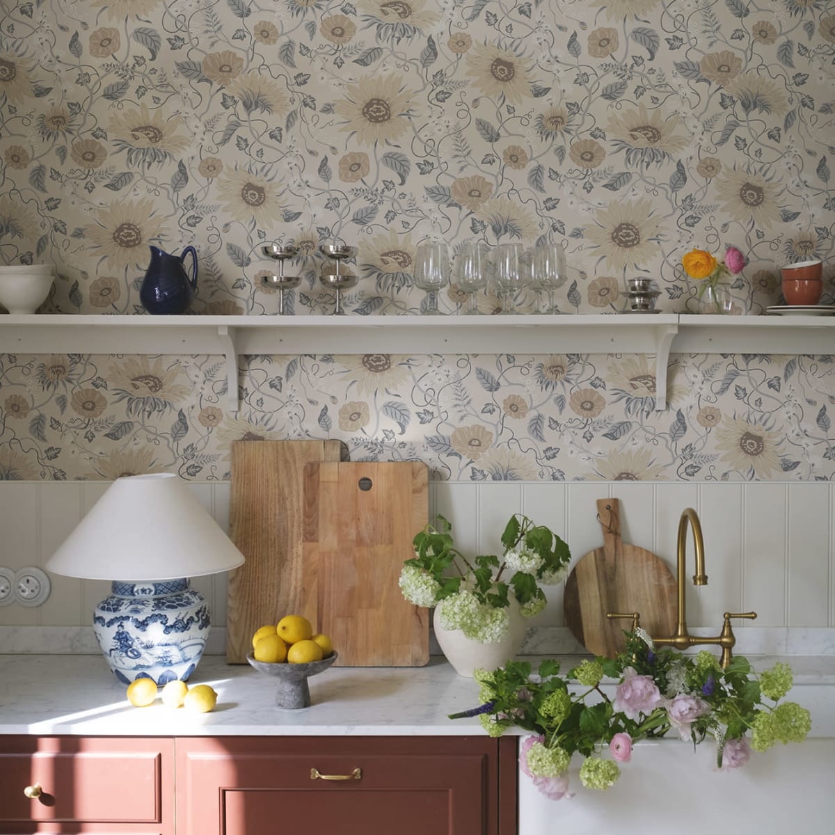 Solveig Wallpaper - Misty Blue - Sandberg - S10556 - Premier Wallcovering