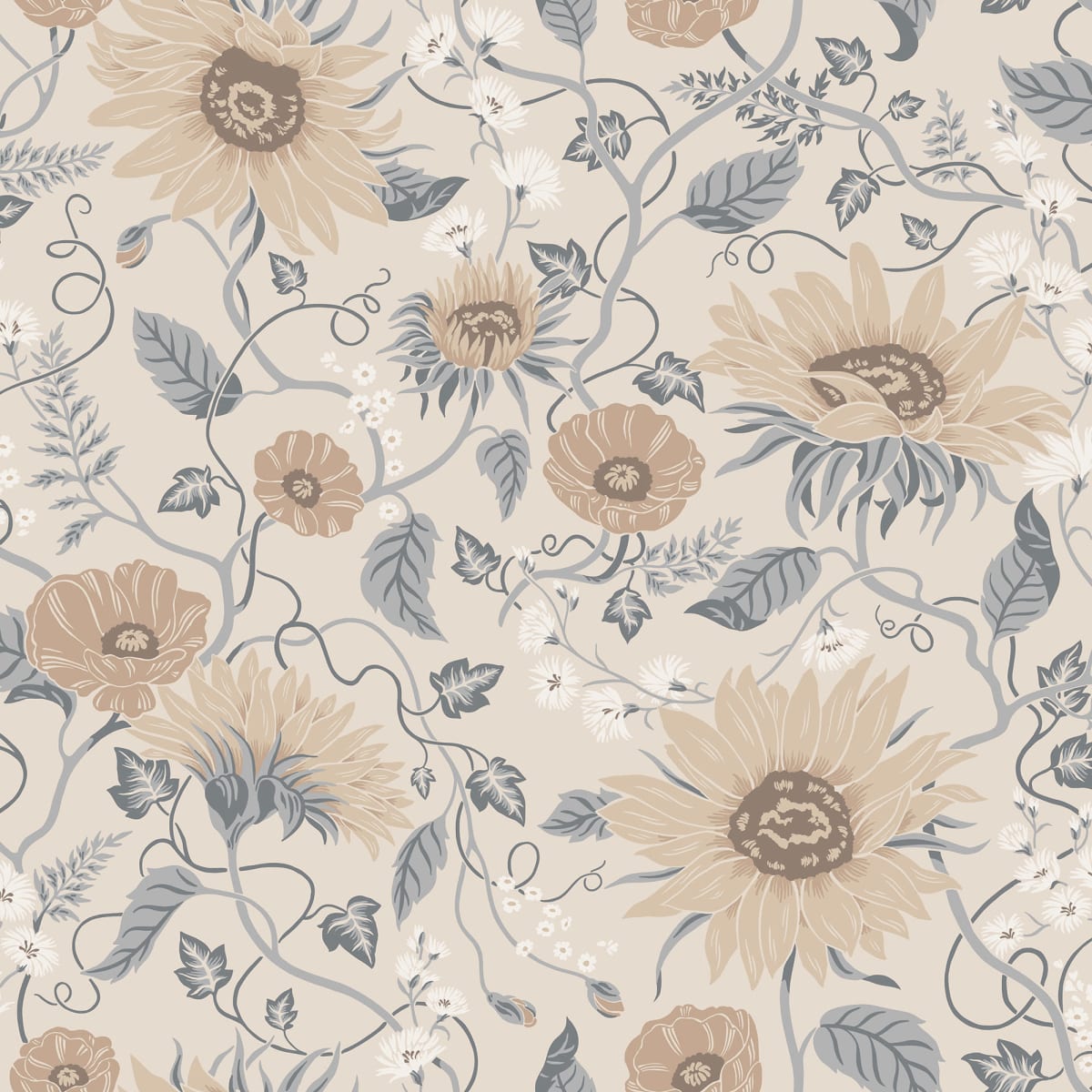 Solveig Wallpaper - Misty Blue - Sandberg - S10556 - Premier Wallcovering