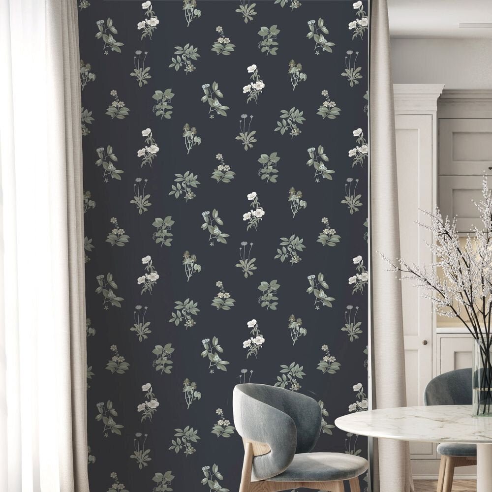 Somerton Wallpaper - Blue Black - Timothy Wilman - TW2563 - Premier Wallcovering