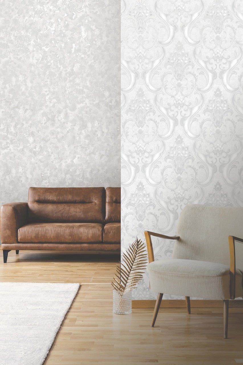 Sonata Damask Wallpaper - Silver Grey - Rasch - 539776 - Premier Wallcovering