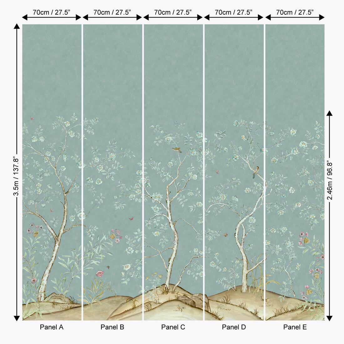 Songbird Wallpaper - Rain Blue - Andrew Martin - KKSBRA - Premier Wallcovering