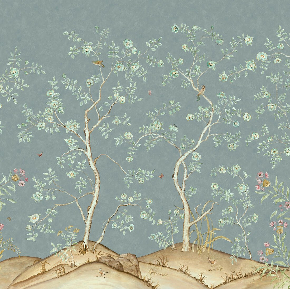 Songbird Wallpaper - Rain Blue - Andrew Martin - KKSBRA - Premier Wallcovering