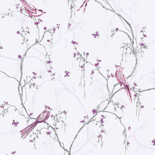 Songbird Wallpaper - Lilac - Superfresco Easy - 101842 - Premier Wallcovering