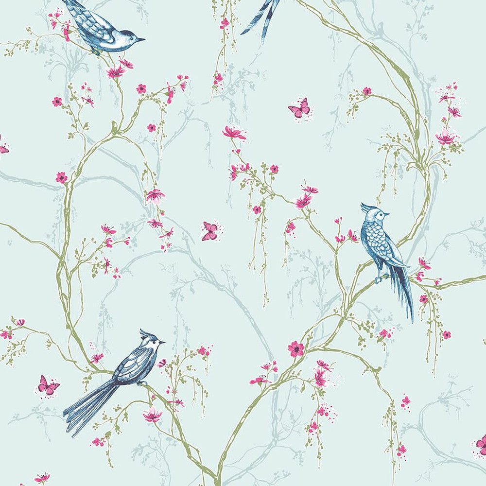 Songbird Wallpaper - Duck Egg - Superfresco Easy - 101843 - Premier Wallcovering