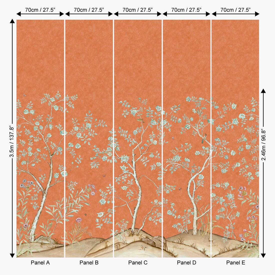 Songbird Wallpaper - Sunset Orange - Andrew Martin - KKSBSU - Premier Wallcovering