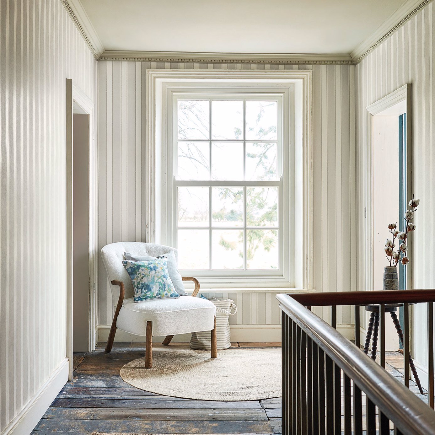 Sonning Stripe Wallpaper - Powder Blue - Sanderson - DLMW216888 - Premier Wallcovering