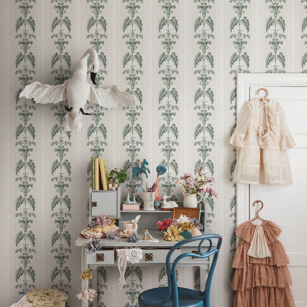 Sophie Wallpaper - Spring Green - Sandberg - 831-28 - Premier Wallcovering