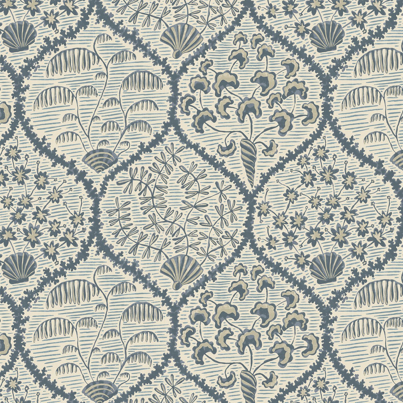 Sowerby Wallpaper - Bude Blue and Salt Ridge - Josephine Munsey - JMW-102921 - Premier Wallcovering
