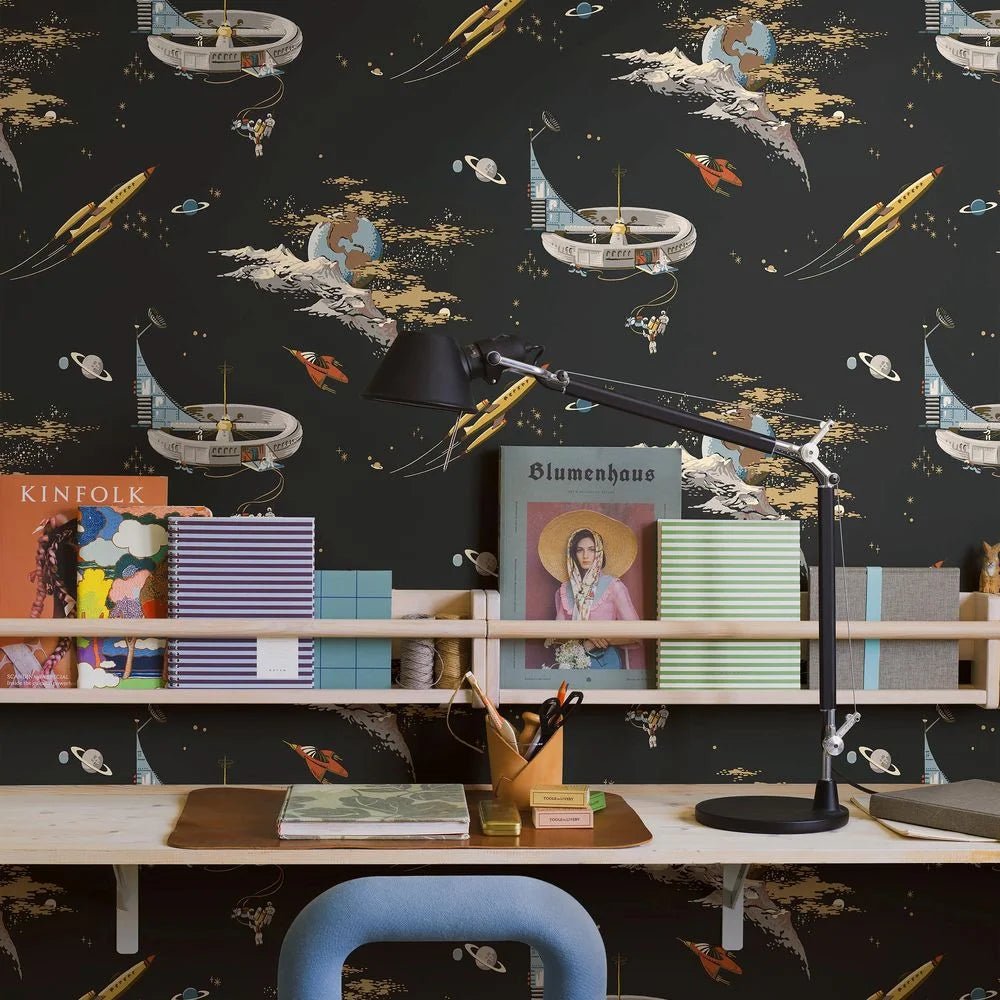 Space Adventure Wallpaper - Black - Boråstapeter - 8155 - Premier Wallcovering