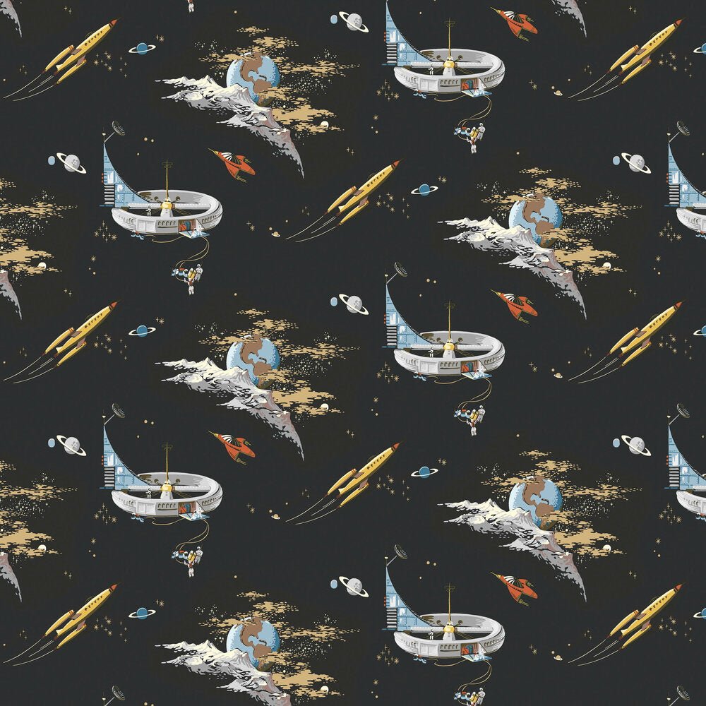 Space Adventure Wallpaper - Black - Boråstapeter - 8155 - Premier Wallcovering