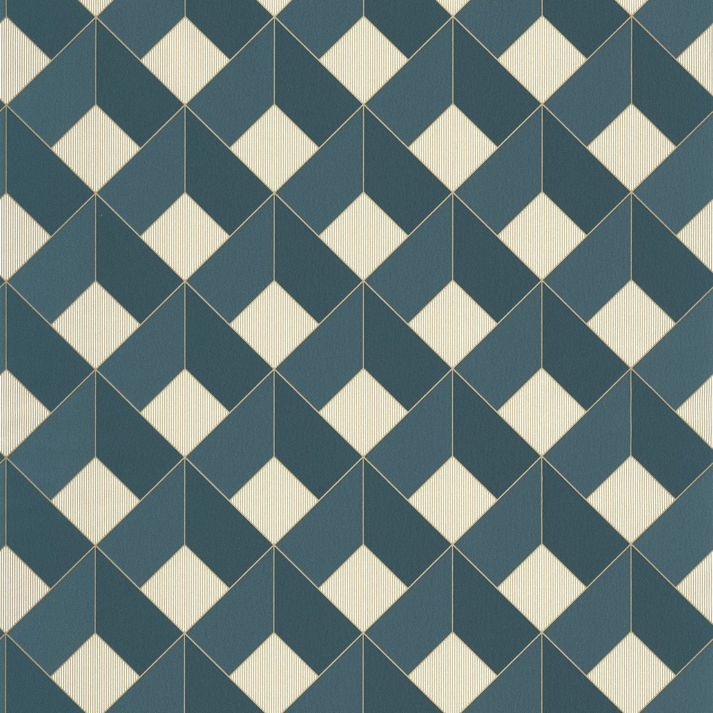 Spaces Square Wallpaper - Bleu Canard - Caselio - 100126062 - Premier Wallcovering