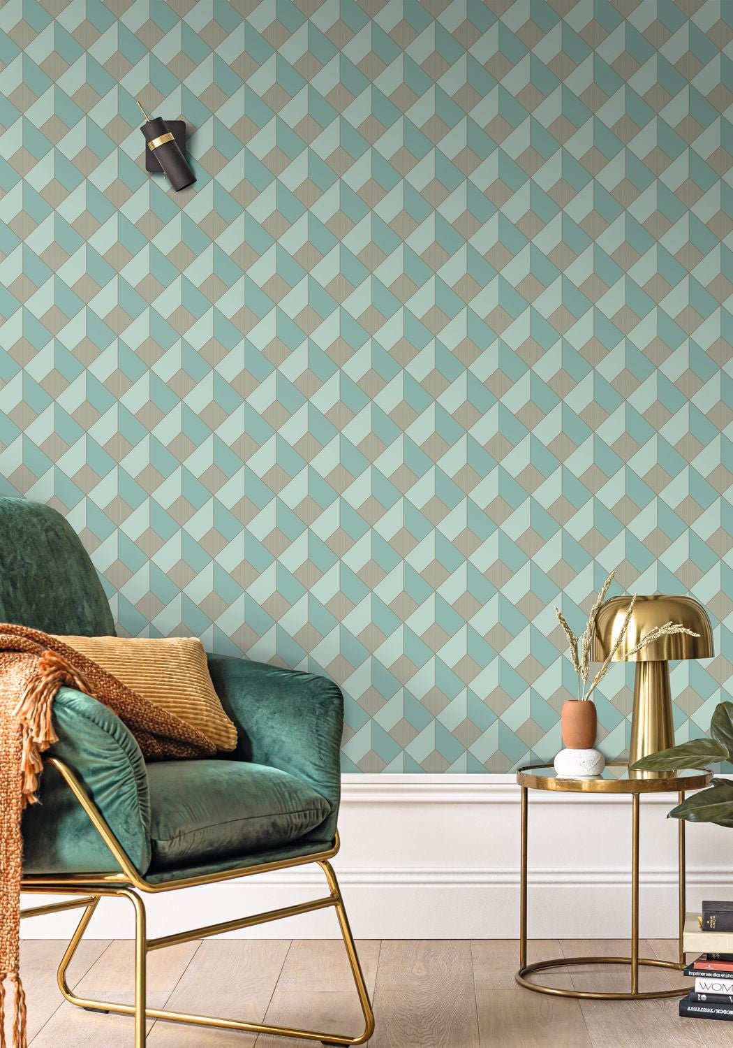 Spaces Square Wallpaper - Smoke Blue - Caselio - 100126120 - Premier Wallcovering