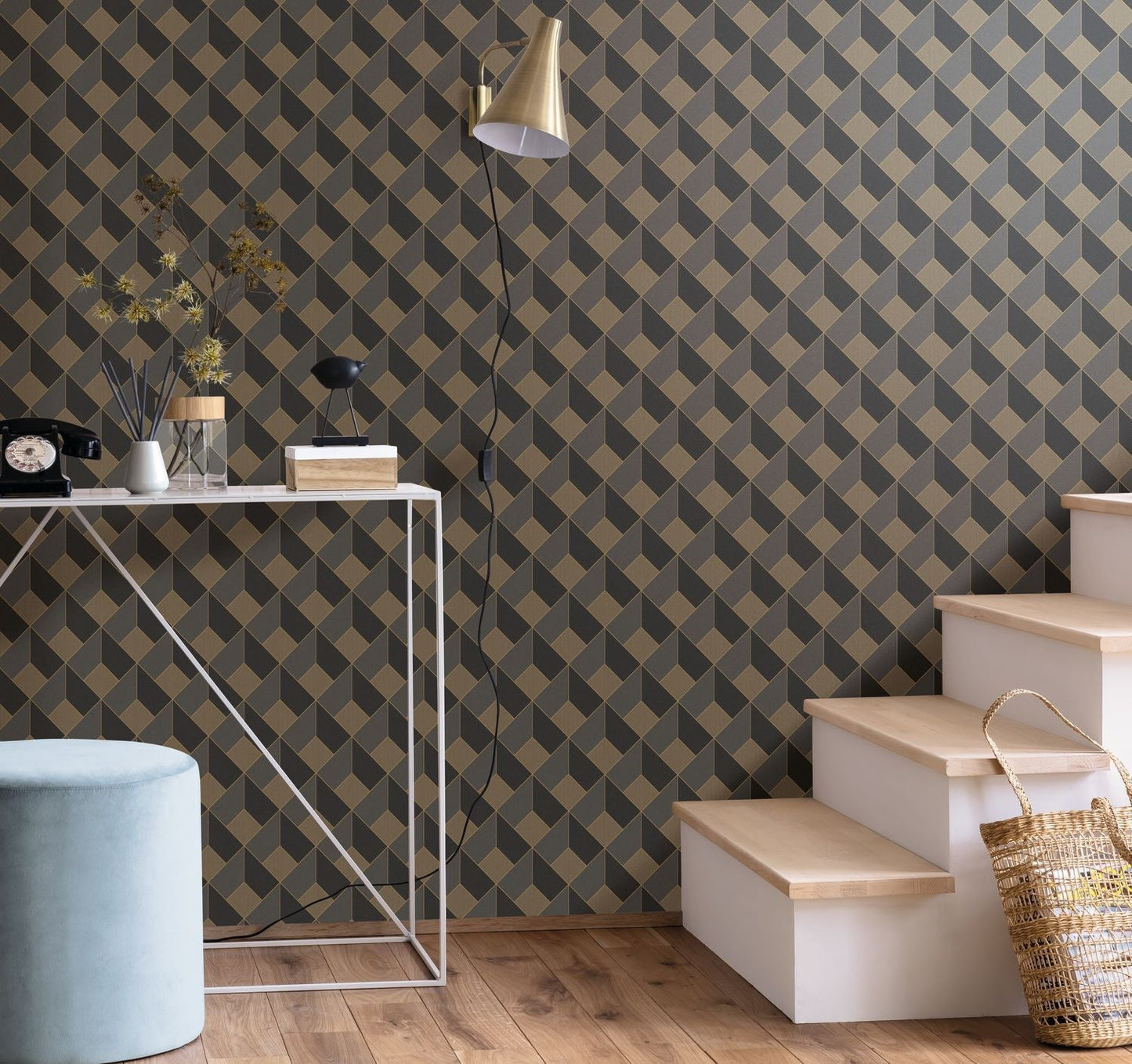 Spaces Square Wallpaper - Noir - Caselio - 100129028 - Premier Wallcovering