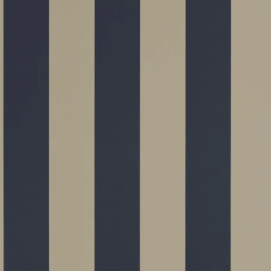 Spalding Stripe Wallpaper - Dark Blue/sand - Ralph Lauren - PRL026/13 - Premier Wallcovering
