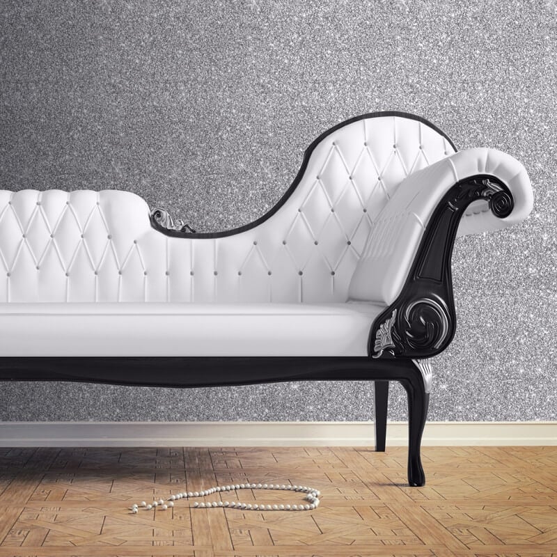 Sparkle Plain Glitter Wallpaper - Silver - Muriva - 701352 - Premier Wallcovering