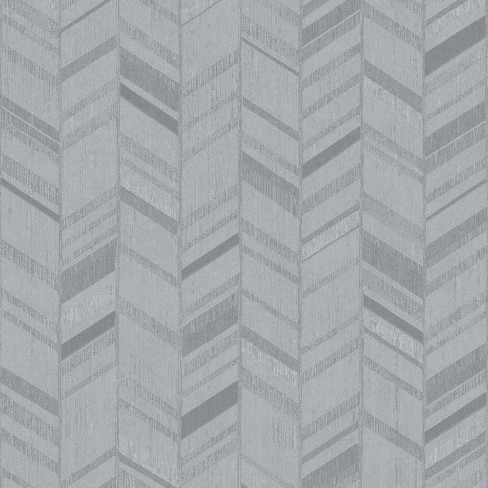 Special FX Chevron Wallpaper - Silver / Aqua / Grey - Galerie - G67711 - Premier Wallcovering
