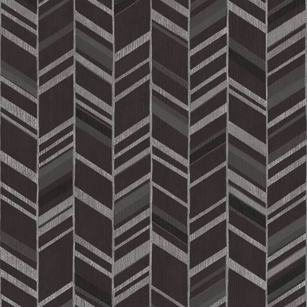 Special FX Chevron Wallpaper - Silver / Black - Galerie - G67716 - Premier Wallcovering